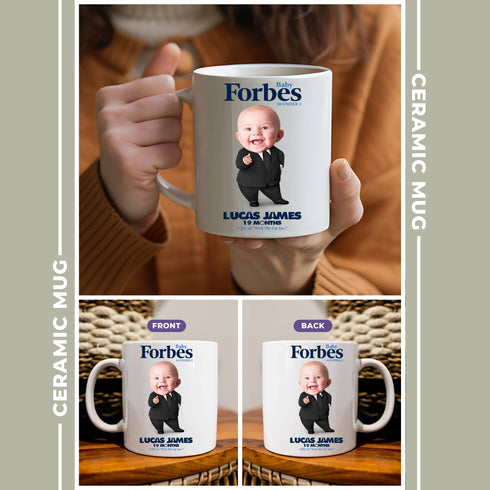 Personalized Forbes Magazine Baby Mug – Custom Photo, Name & Quote Gift for Stylish Moms